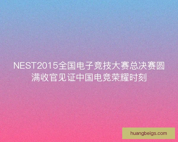 NEST2015全国电子竞技大赛总决赛圆满收官见证中国电竞荣耀时刻