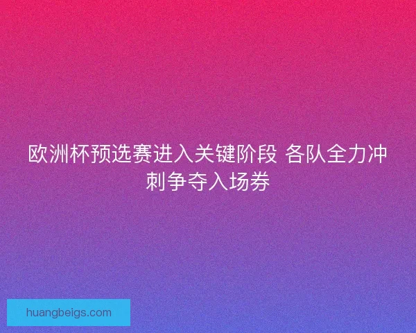欧洲杯预选赛进入关键阶段 各队全力冲刺争夺入场券 欧洲杯预选赛进入关键阶段 各队全力冲刺争夺入场券